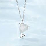 Silver Dolphin Opal Necklace for Party Gift