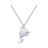 Silver Dolphin Opal Necklace for Party Gift