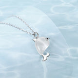 Silver Dolphin Opal Necklace for Party Gift