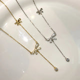 Silver Bow Collarbone Chain Necklace for Party High Jewelry Accessories
