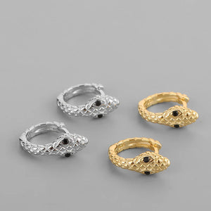 Silver Circle Snake Earrings Zircon Women's Jewelry