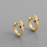 Silver Circle Snake Earrings Zircon Women's Jewelry