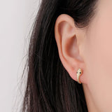 Silver Circle Snake Earrings Zircon Women's Jewelry