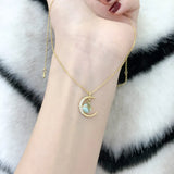 Silver Crystal Star Moon Universe Necklace Women's Clavicle Chain Necklace