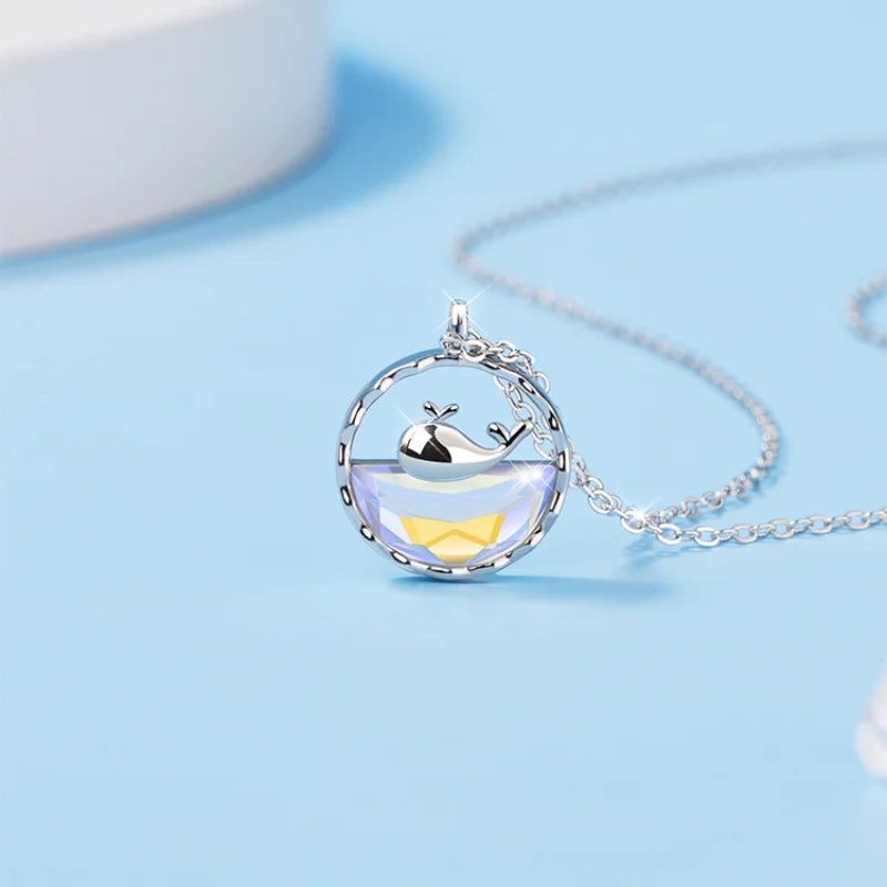 Silver Whale Necklace Ocean Pendant Women's Girl Necklace Gift Jewelry