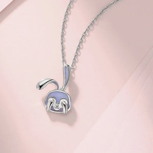 Silver Cartoon Rabbit Necklace Pendant for Girls
