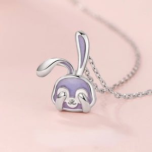 Silver Cartoon Rabbit Necklace Pendant for Girls