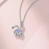 Silver Cartoon Rabbit Necklace Pendant for Girls
