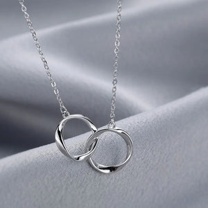 Silver Double Circle Necklace Women Clavicle Chain Party Jewelry