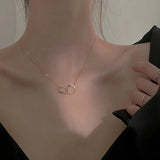 Silver Double Circle Necklace Women Clavicle Chain Party Jewelry