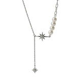 Silver Eight Star Necklace Ladies Freshwater Pearl Clavicle Chain Jewelry
