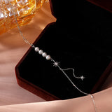 Silver Eight Star Necklace Ladies Freshwater Pearl Clavicle Chain Jewelry