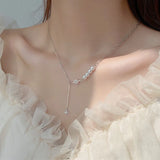 Silver Eight Star Necklace Ladies Freshwater Pearl Clavicle Chain Jewelry