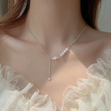 Silver Eight Star Necklace Ladies Freshwater Pearl Clavicle Chain Jewelry