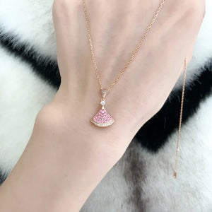 Silver Fan Pendant Necklace Women Jewelry Party Girls Sexy Collar