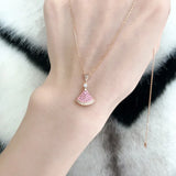 Silver Fan Pendant Necklace Women Jewelry Party Girls Sexy Collar
