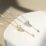 Silver Cat's Eye Small Waist Pendant Necklace Women's Jewelry