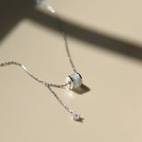 Silver Cat's Eye Small Waist Pendant Necklace Women's Jewelry