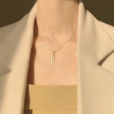 Silver Geometric Zircon Tassel Necklace Clavicle Chain Necklace