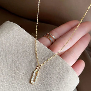 Silver Geometric Zircon Tassel Necklace Clavicle Chain Necklace