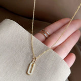 Silver Geometric Zircon Tassel Necklace Clavicle Chain Necklace