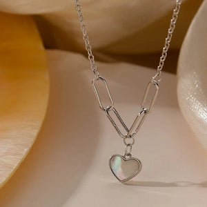 Silver Heart Shell Necklace Women's Clavicle Chain Party Gift