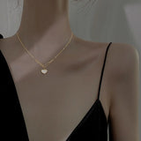 Silver Heart Shell Necklace Women's Clavicle Chain Party Gift