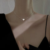 Silver Heart Shell Necklace Women's Clavicle Chain Party Gift