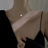 Silver Heart Shell Necklace Women's Clavicle Chain Party Gift
