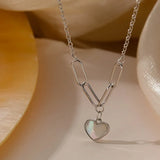 Silver Heart Shell Necklace Women's Clavicle Chain Party Gift