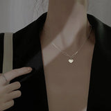 Silver Heart Shell Necklace Women's Clavicle Chain Party Gift