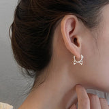 Silver Hollow Cat Ear Buckle Cat Model Suitable Girl Earrings