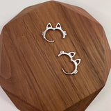 Silver Hollow Cat Ear Buckle Cat Model Suitable Girl Earrings