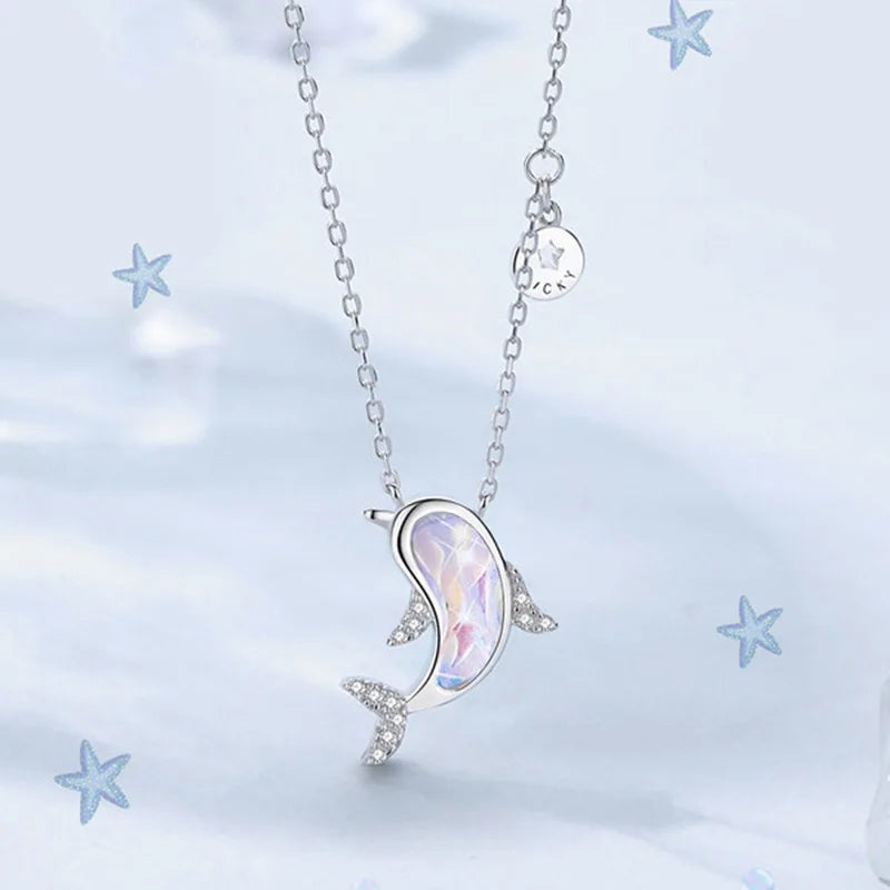 Silver Dolphin Charm Pendant Necklace Wedding Party