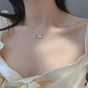 Zircon Rose Necklace Women's Clavicle Chain Light Jewelry