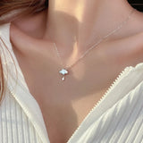 Silver Shell Lightning Cloud Pendant Necklace
