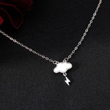 Silver Shell Lightning Cloud Pendant Necklace