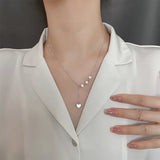Silver Ladies Necklace Pearl Heart Necklace Bridal Jewelry