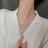 Silver Ladies Necklace Pearl Heart Necklace Bridal Jewelry
