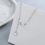 Silver Ladies Necklace Pearl Heart Necklace Bridal Jewelry