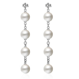 Silver Pearl Tassel Earrings Wedding Pendant Jewelry