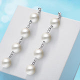 Silver Pearl Tassel Earrings Wedding Pendant Jewelry