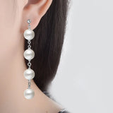 Silver Pearl Tassel Earrings Wedding Pendant Jewelry