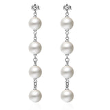 Silver Pearl Tassel Earrings Wedding Pendant Jewelry