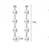 Silver Pearl Tassel Earrings Wedding Pendant Jewelry