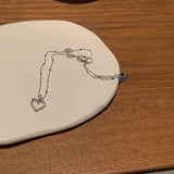 Silver Love Heart Zircon Pendant Necklace Ladies Clavicle Chain Jewelry