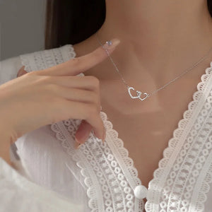 Silver Love Zircon Necklace Wedding Jewelry Pendant