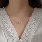 Silver Love Zircon Necklace Wedding Jewelry Pendant