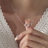 Silver Love Zircon Necklace Wedding Jewelry Pendant