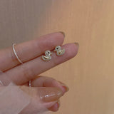 Silver Duck Zircon Stud Earrings All-match Ladies Party